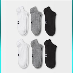 All in Motion Womens Athletic Ankle Socks - Black, Gray, White 6 Pairs Nwt